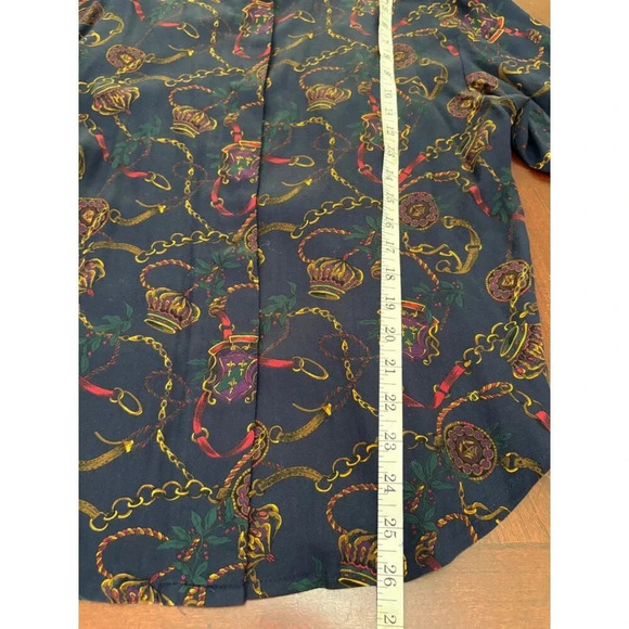 Vintage Tapestry Designs Women's Royal Equestrian Print Button Down Shirt Size 8 - Picture 10 of 12